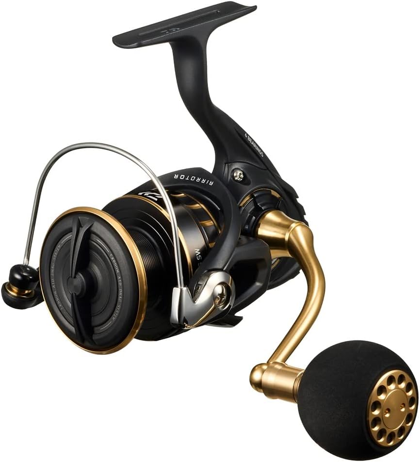 Daiwa 23 BG SW 4000D-CXH spinning reel side view with Tough Digigear and reinforced body for saltwater fishing