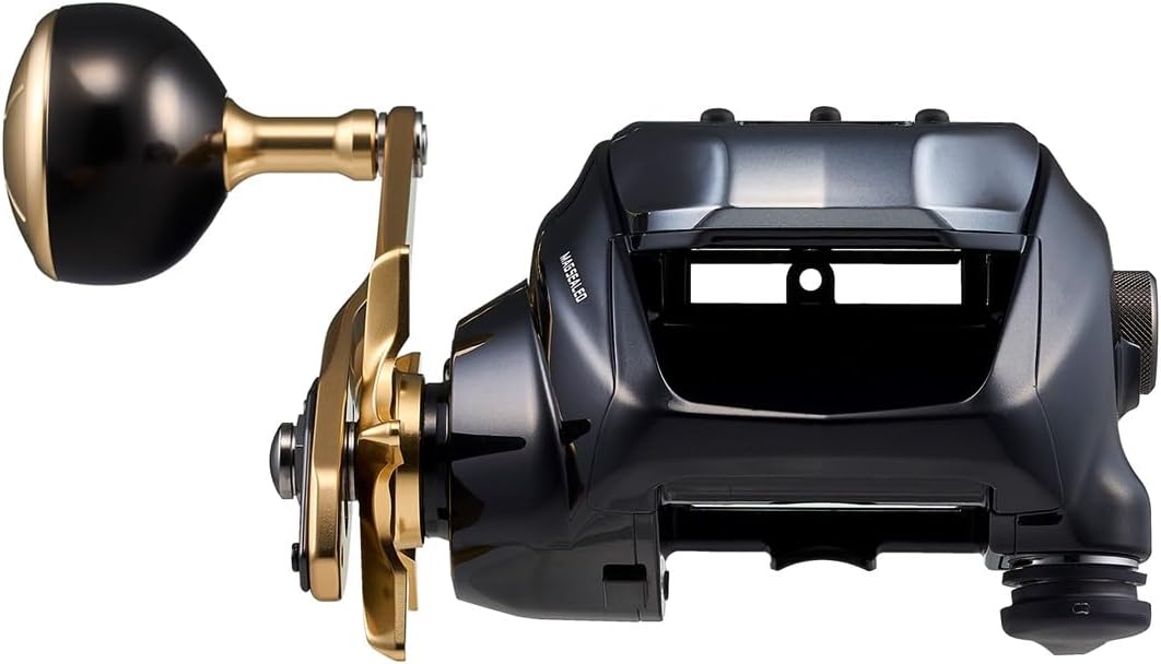 Top view of Daiwa 2024 Seaborg G400J with reinforced power handle and heat-dissipating body for long electric fishing sessions